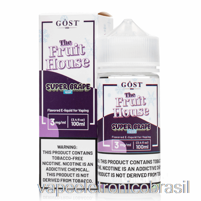 Vape Recarregável Iced Super Grape - The Fruta House - Gost Vapor - 100ml 3mg